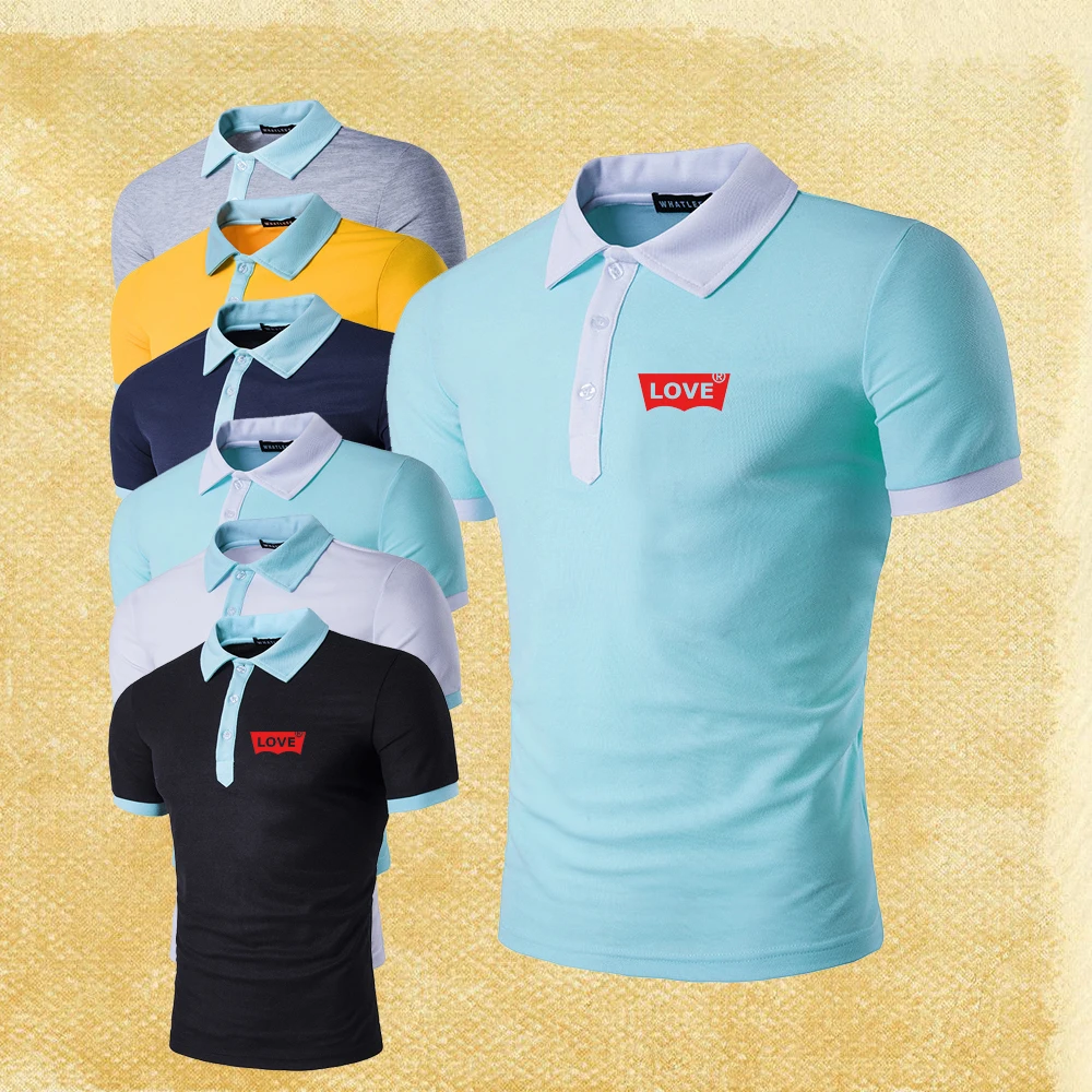 

Summer New Men's Casual Short Sleeve Polo Shirt Business Color Block T-shirt Fashion Breathable Top Men