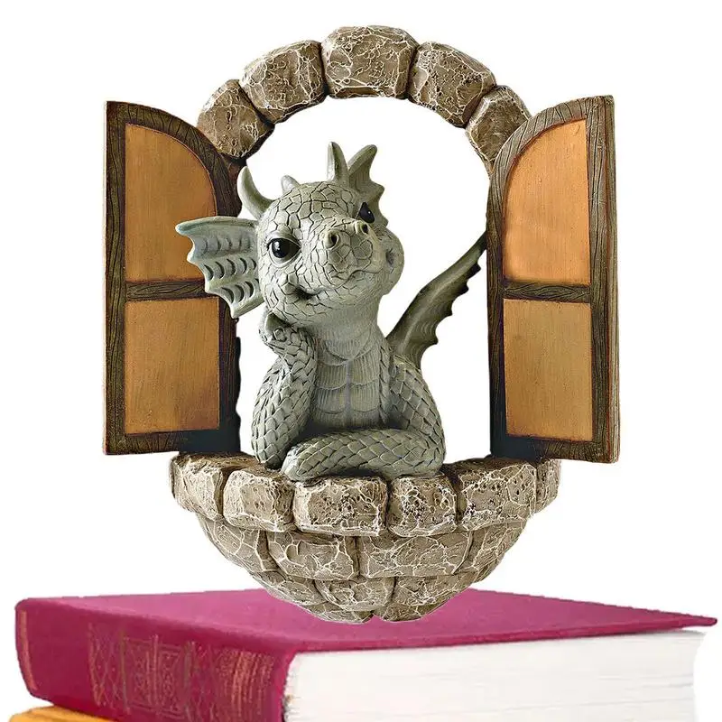 

Маленький дракон, динозавр, медитация, книга для чтения, скульптура, фигурка, сад, домашний декор, орнамент из смолы