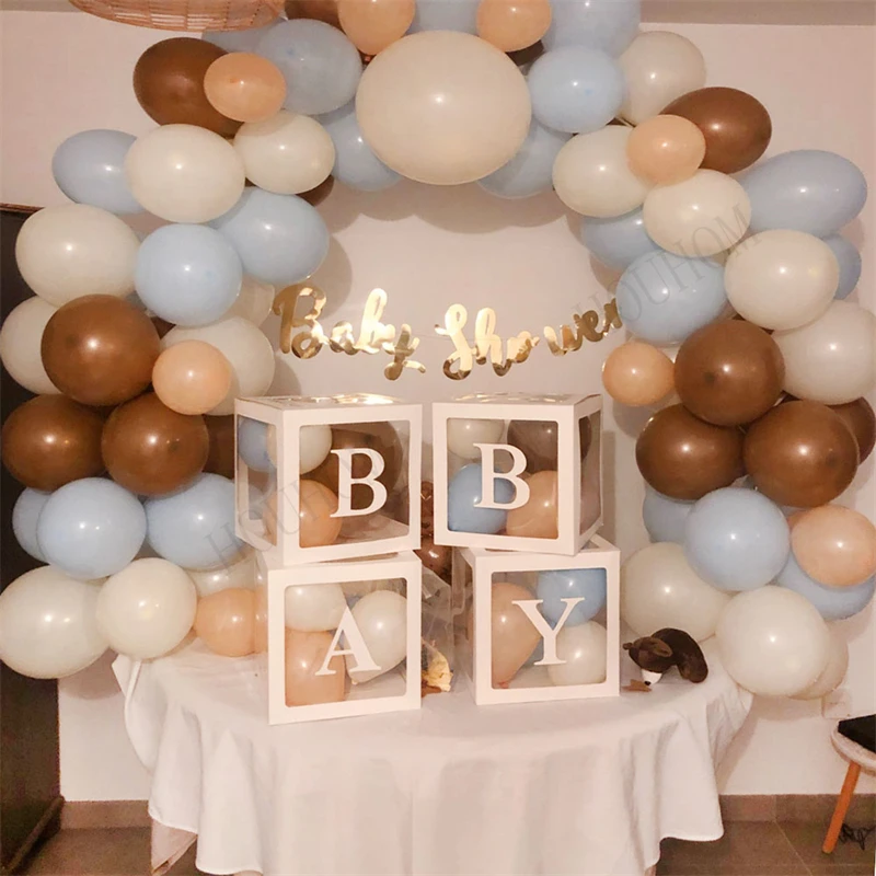 

Alphabet Name Transparent Balloon Box Birthday Box Kids Latex Balloon Baby Shower Wedding Globos 1st Birthday Party Decoration