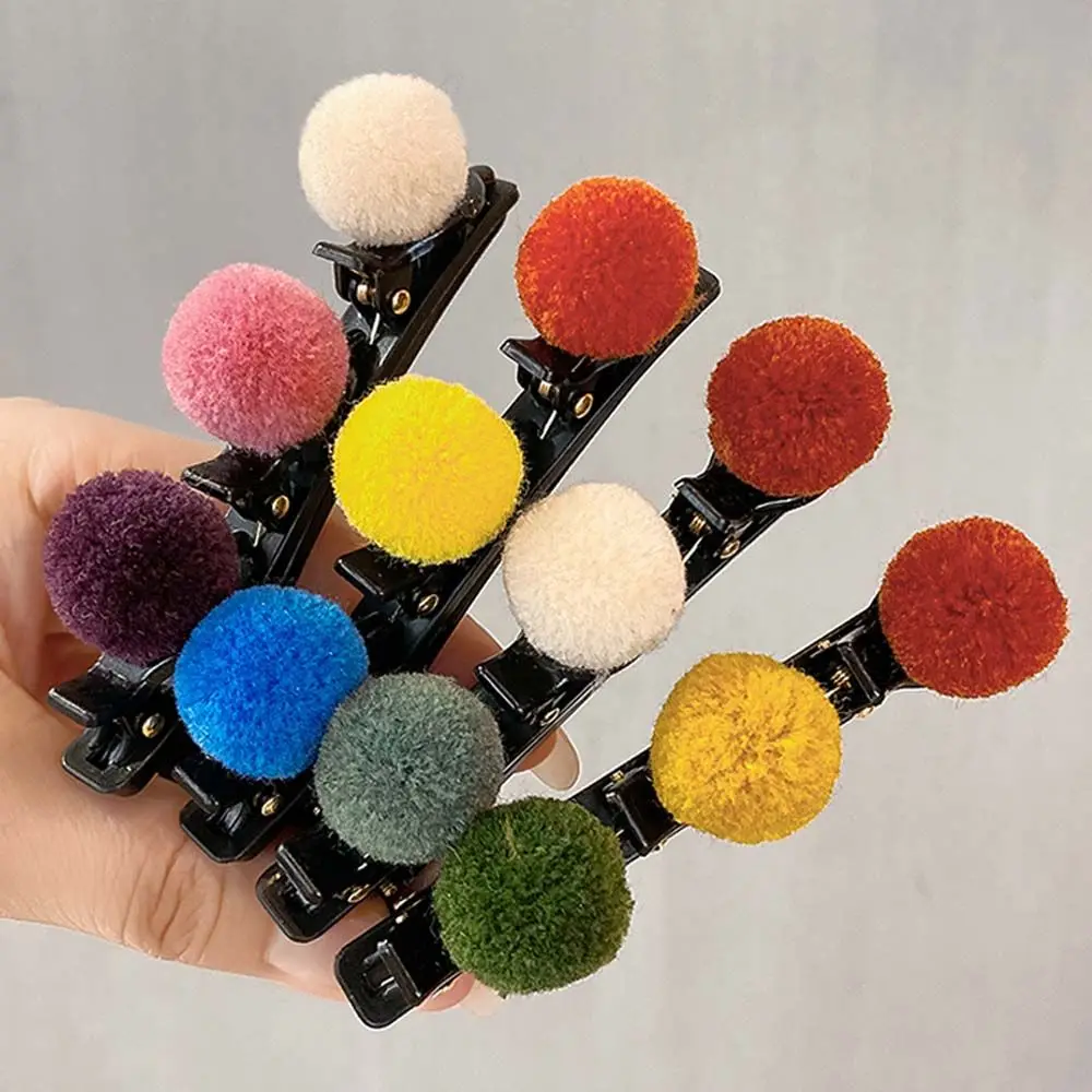 

Creative Colorful Side Bangs Clips Fix Fringe Barrette Soft Plush Ball Braided Hair Clips Women Hairpins Headwear