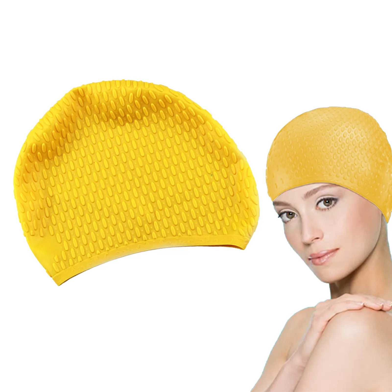 

Silicone Swimming Cap Non-slip Swim Cap For Women Elastomeric Bathing Caps Protect Ears For Women/Men Swimming