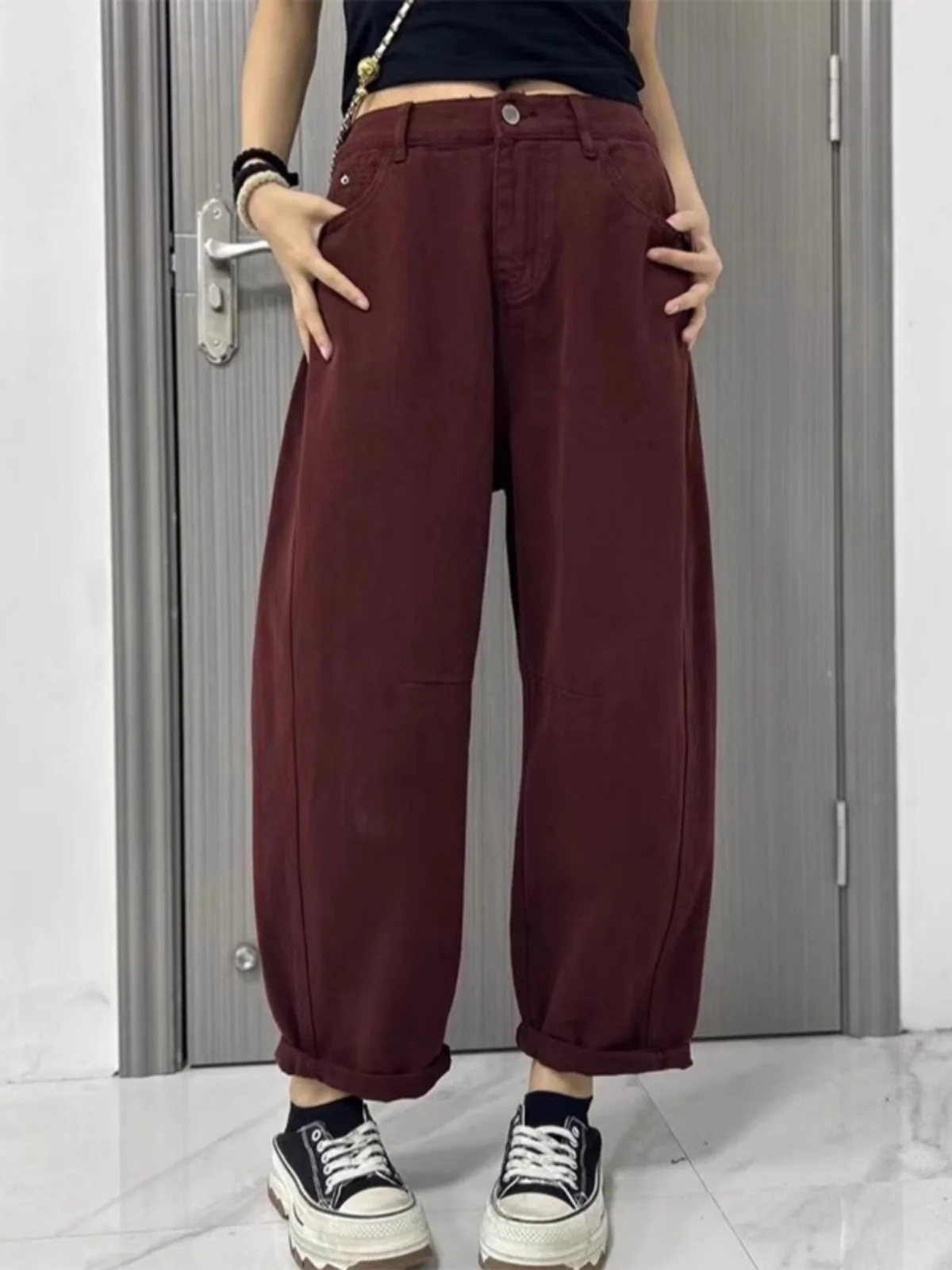 Большие размеры Свободные редиски Джинсы Весна Женщины Высокая талия