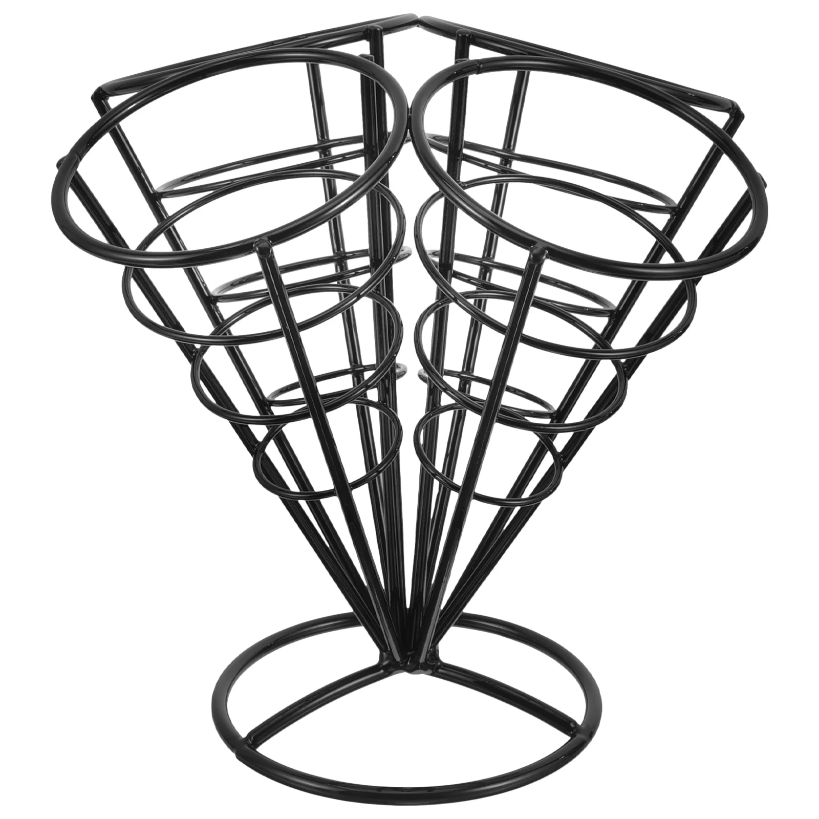 

American Creative Tableware Wrought Iron Conical Single Head Snack Rack Stainless Steel French Fries Display Stand Basket