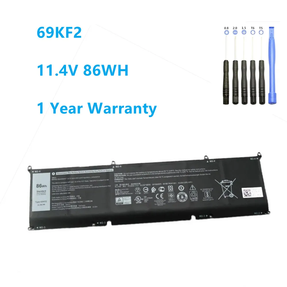 11.4V 86WH 69KF2 8FCTC 70N2F Battery For Dell Alienware M15 M17 R3 XPS 15 9500 G7 7500 Precision 5550 P100F P45E P91F P87F00