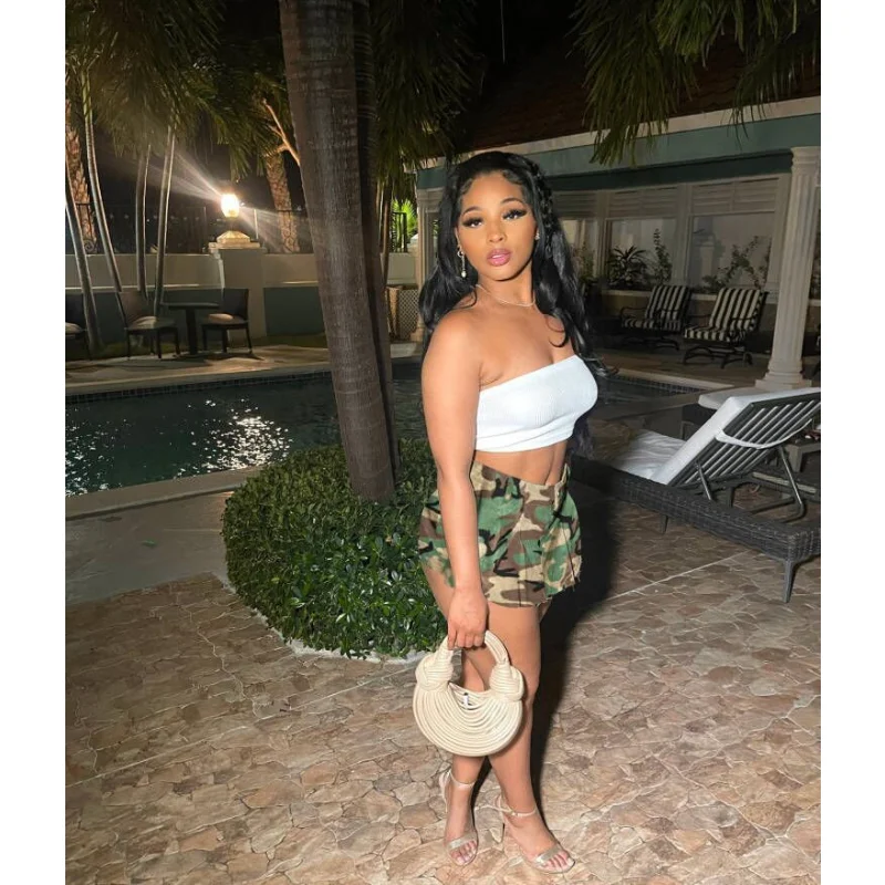 Women Shorts Streetwear Denim High Waisted Pleated Skirts Y2k Style Club Wear 2023 Summer Jeans Sexy Cargo Mini Skirt