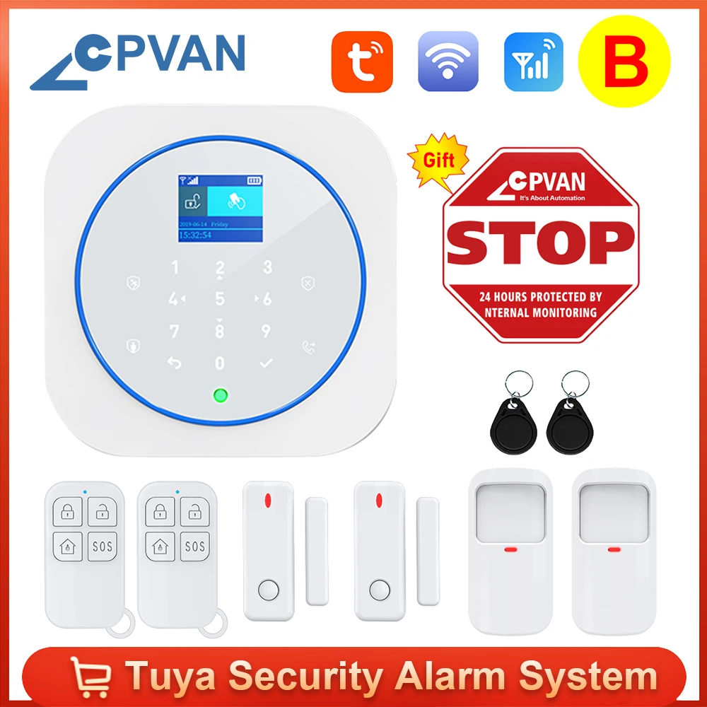 Wireless WIFI Tuya Smart Home GSM Security Alarm System PIR Motion Detector Door Sensor Compatible with Alexa alarma casa