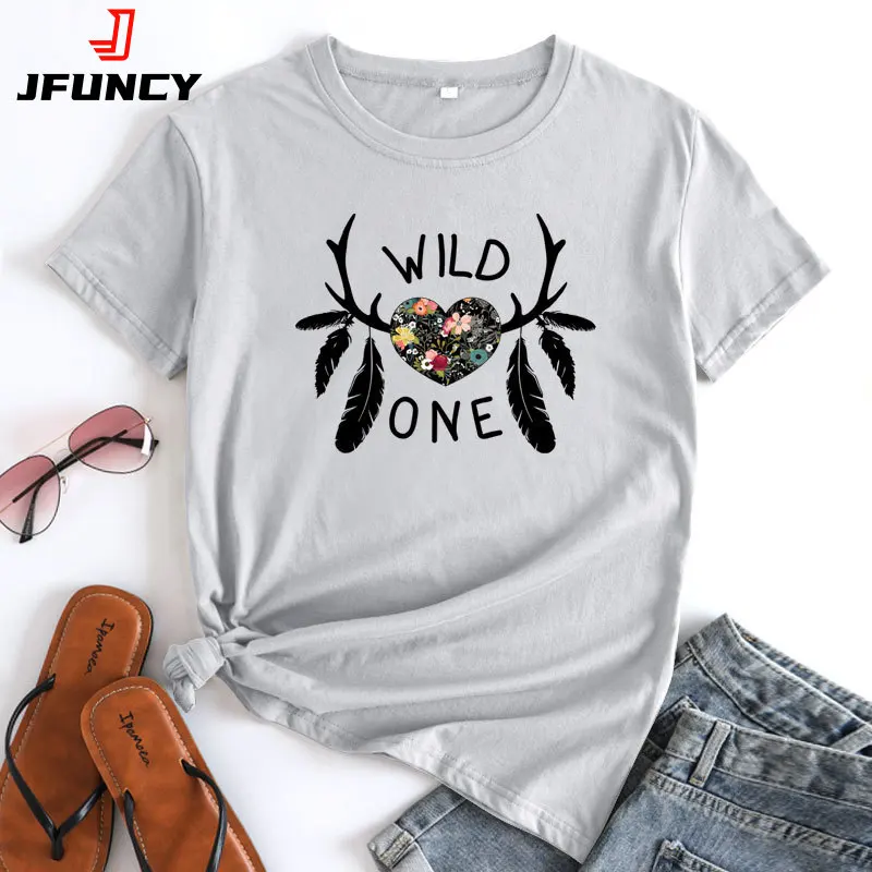 JFUCNY Women's Top Fashion Graphic Tee Shirt Summer Female Clothing Short Sleeve T-shirt 2022 Casual Loose Woman Cotton Tshirt