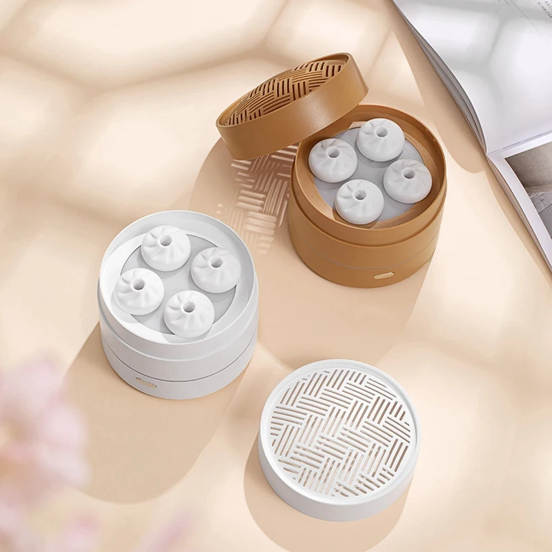 

USB Steamer Bun Shape Hydrating For AROMA Diffusor Night Light Home Small Appliances Cute White