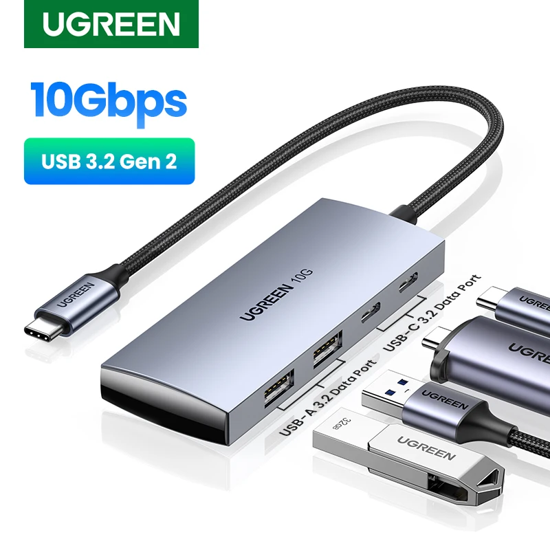 

UGREEN USB C Hub 10Gbps Type-C 3.2 Gen2 USB Splitter USB C USB A Hub 4 USB Port 3.2 for MacBook Pro Air Type C Multiport Adapter