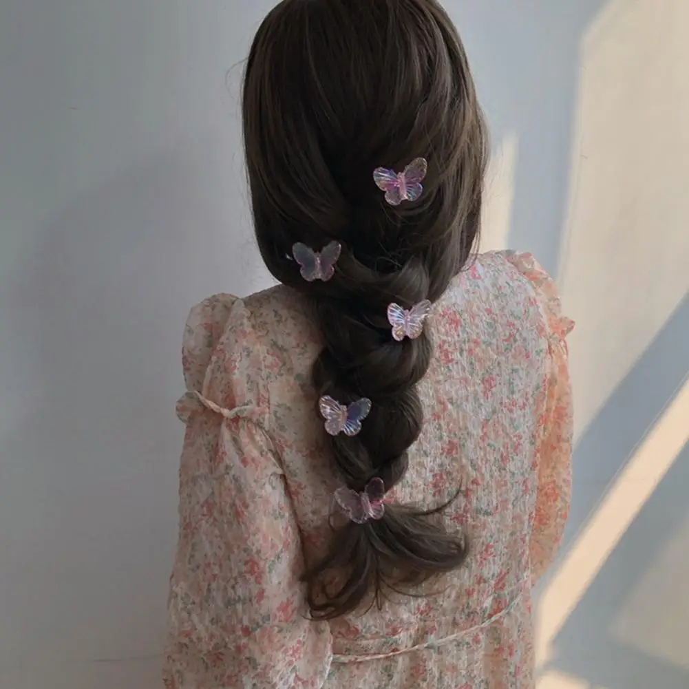 

Hair Clip Attractive High Gloss Fairy Holographic Clear Butterflies Hair Barrette for Summer Braid Clip Braid Clip