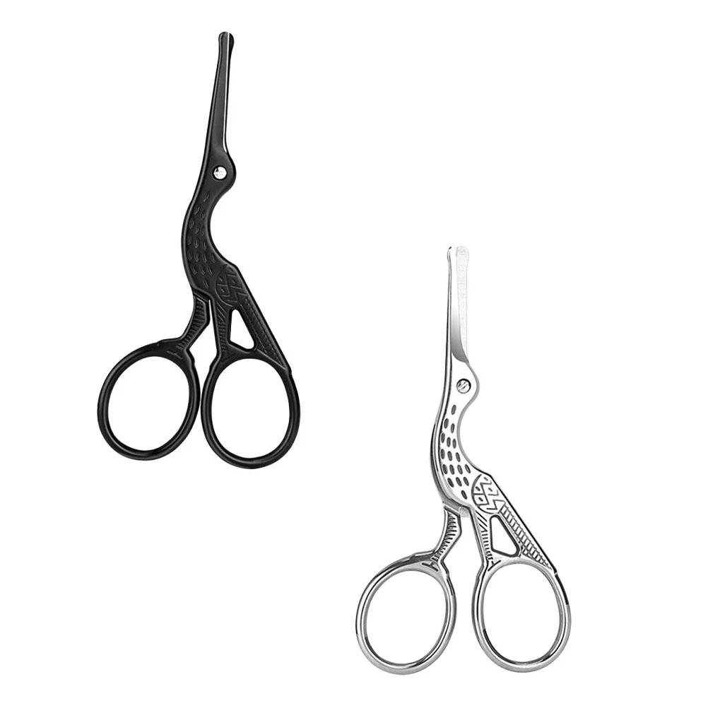 

2pcs Stainless Steel Nose Hair Scissor Kit Sturdy Male Beard Scissor Set