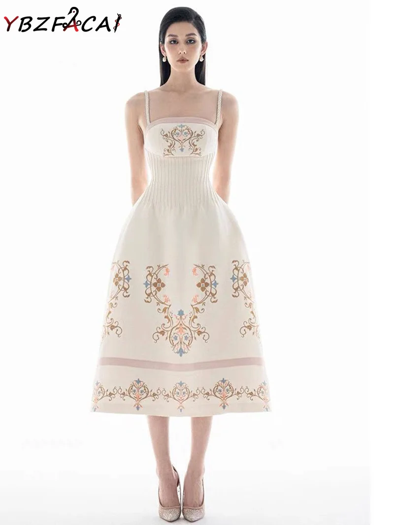 Женское платье с высокой талией белое платье-трапеция в ретро-стиле вышивкой