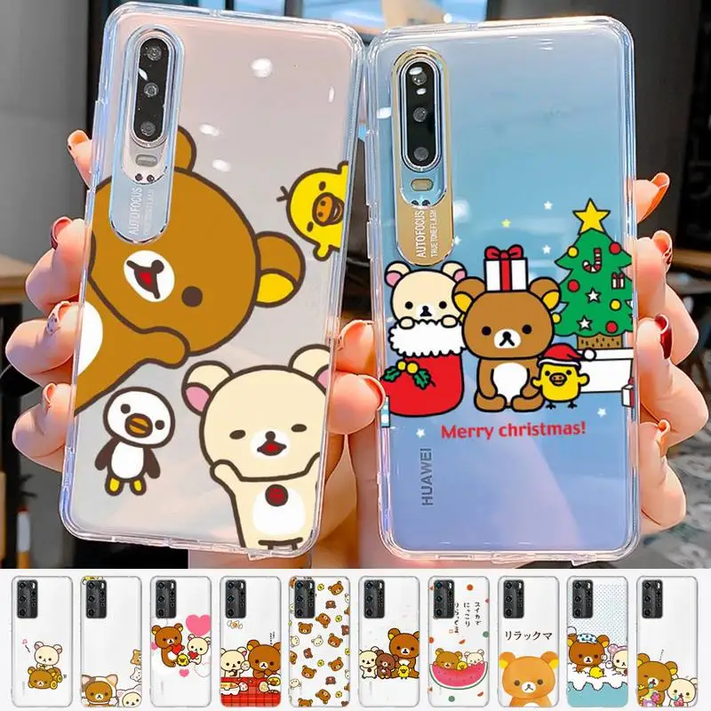 

Rilakkuma Kawaii Phone Case for Huawei P20 P30 P40 P50 pro lite Mate50 Y5 Y6 Y9 prime for Honor 8X 10 50 Cover