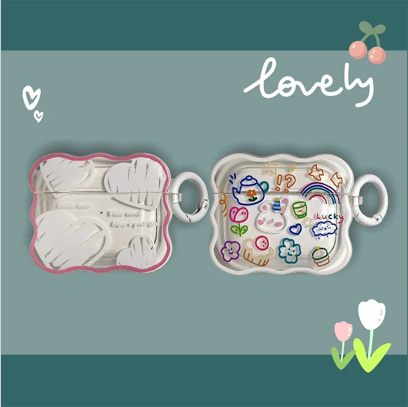 

Wave Edge Graffiti Love Cartoon Case for Apple AirPods 1 2 3 Pro Cases Cover IPhone Bluetooth Earbuds Earphone Air Pod Pods Case