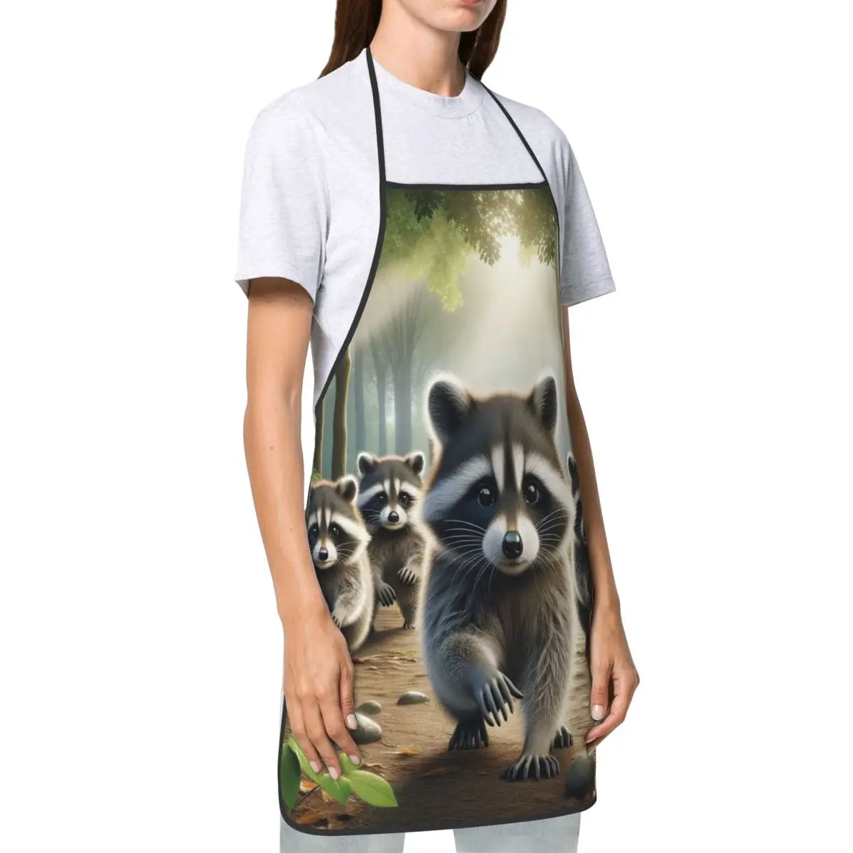 На заказ унисекс забавный енот кухонный фартук шеф-повара для приготовления пищи
