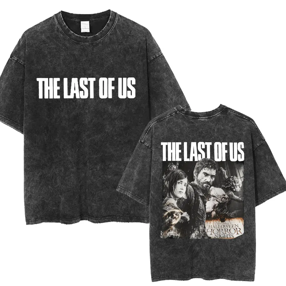 The Last of Us Ellie Washed T Shirt Men Women Retro Harajuku Hip Hop T-shirts Oversized Casual Cotton Fashion T-shirt Streetwear