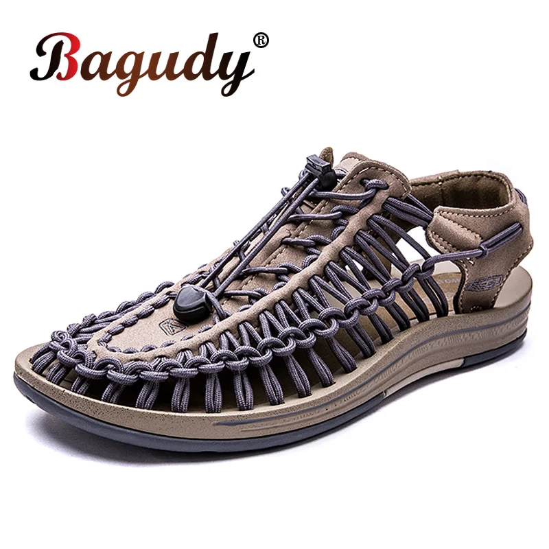 

Summer Men's Handmade Weaving Fashion Design Men's Sandals Outdoor Casual Beach Sandals Breathable Soft Bottom Hollow Slippers
