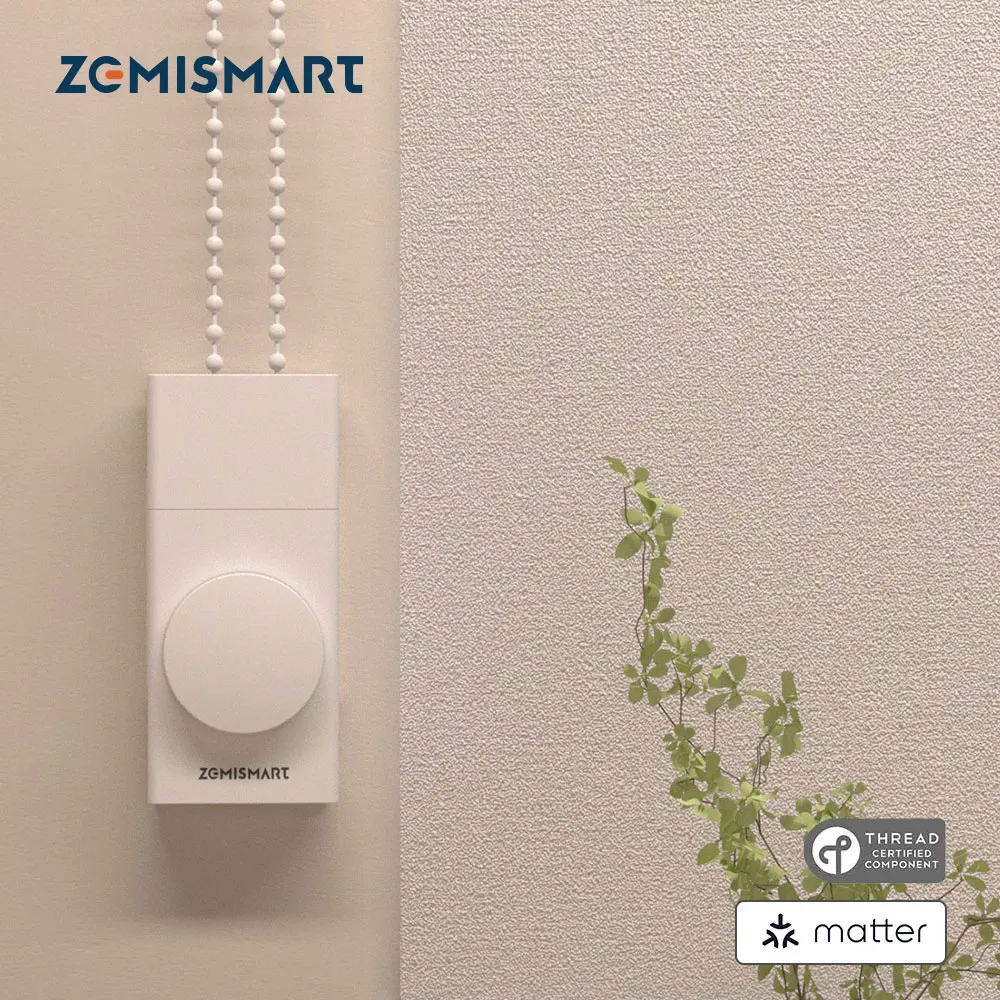 Фото Zemismart Matter Thread Smart Roller Shade Driver Батарея с ручкой управления Работает с приложением Alexa Google Home Smartthings Homekit №1