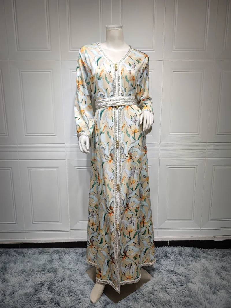 Caftan Marocain Abaya Dubai Turkey Islam Kaftan Muslim Hijab Dress African Dresses for Women Robe Arabe Musulman Djellaba Femme