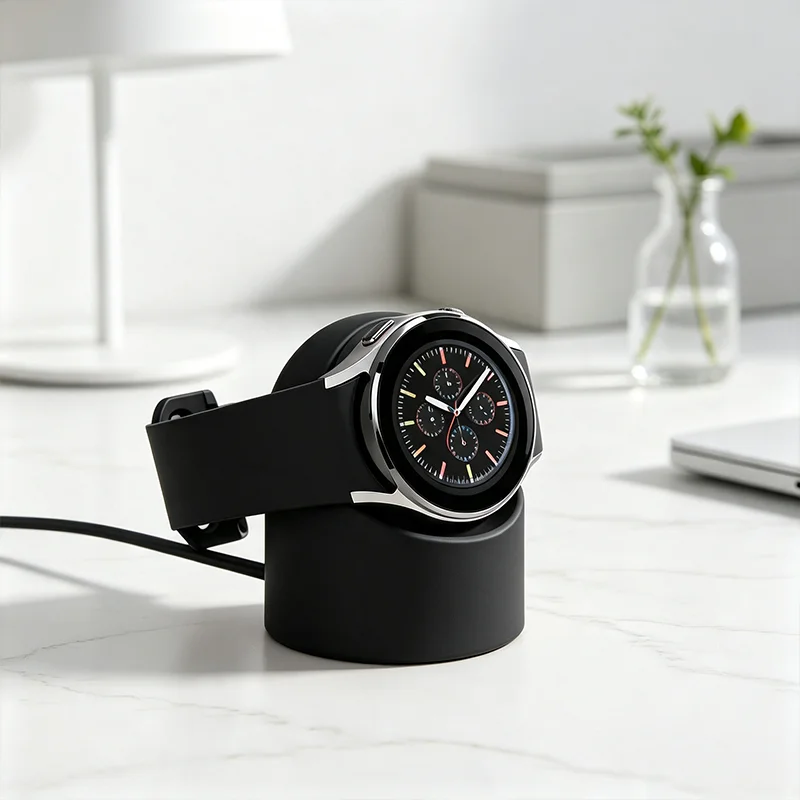 Прочная силиконовая подставка для Apple Watch, совместимая с сериями 8, SE2, 7, 6, SE, 4, 3, режимом Nightstand, для различных размеров Galaxy Watch (art.: 3920dc97209b5) - 3920dc97209b5