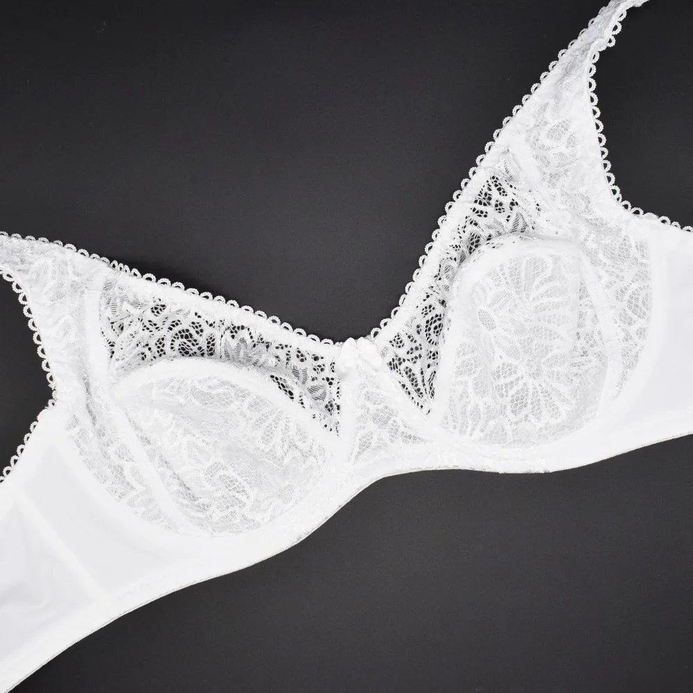 Бюстгальтер женский кружевной на косточках прозрачный Бралетт с цветочной