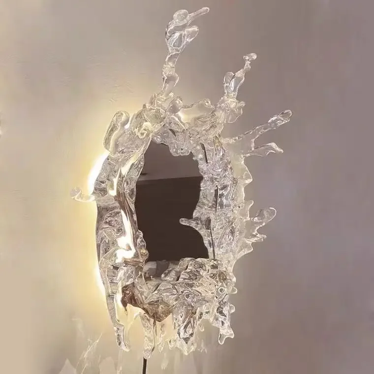 Художественное зеркало с водой настенный светильник для гостиной украшение в