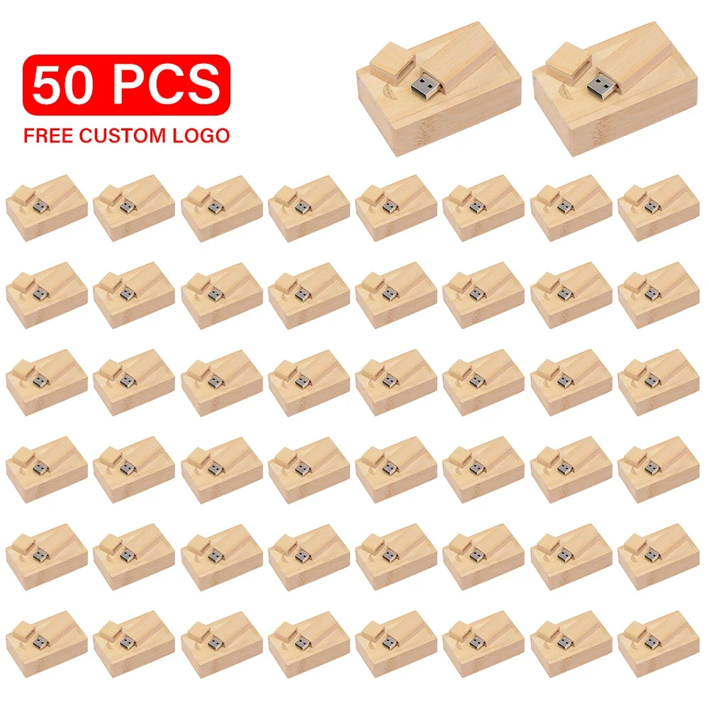 

JASTER 50 PCS LOT USB Flash Drives 128GB Free Custom Logo Memory Stick 64GB Wooden Box Pen Drive 32GB High Speed U disk 16GB 8GB