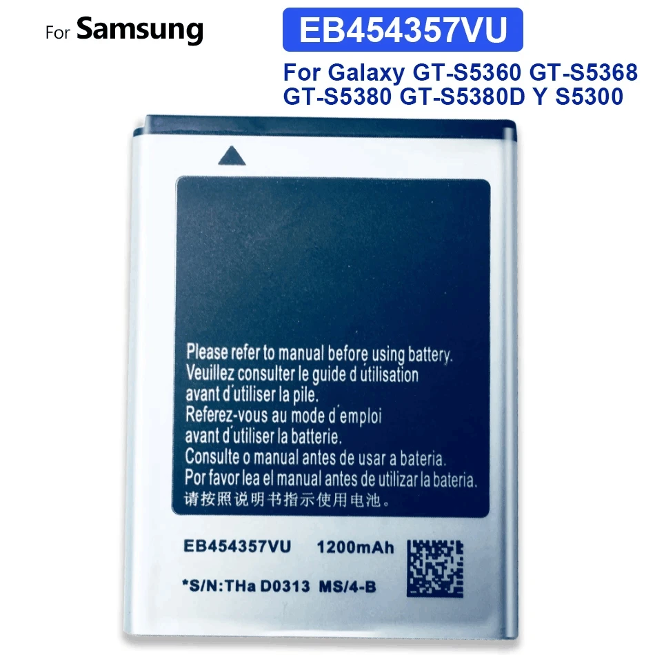 EB 454357 Аккумулятор VU для мобильного телефона Samsung Galaxy GT-S5360 GT-S5368 GT-S5380 GT-S5302 GT-S5300 Wave Y