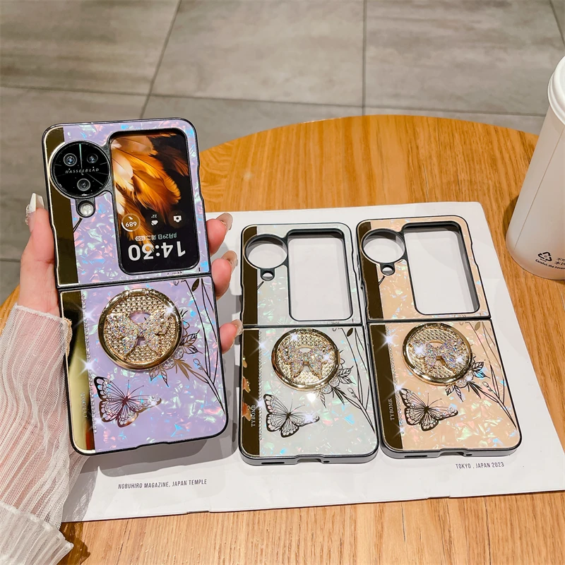 Роскошный блестящий складной чехол-книжка с рисунком бабочки для телефона OPPO Find