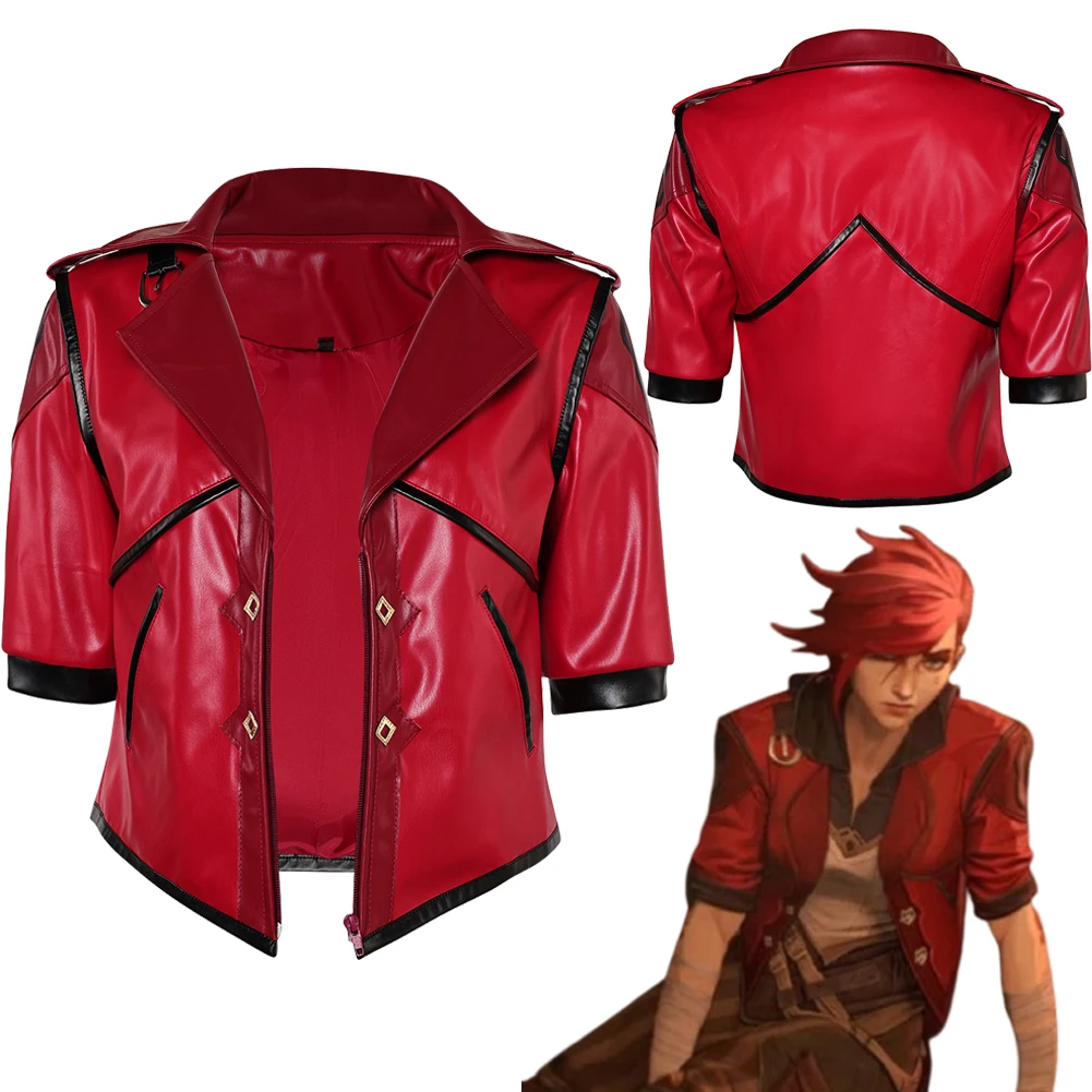 Arcane Vi Косплей Фантазия Игра LoL Красная кожаная куртка Костюм Маскировка для