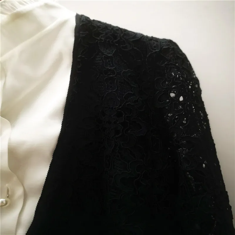 

Women Lace Hollow Out Stand Collar Fake-Two Piece Mini Slim Autumn Winter Pencil Dress