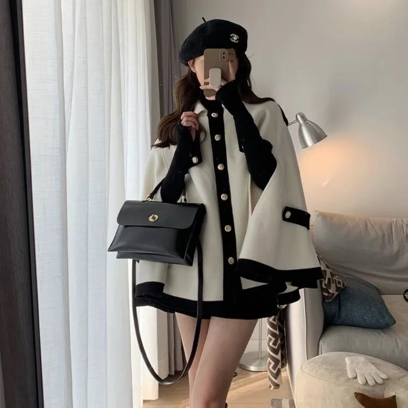 

Женское короткое кашемировое пальто, свободное очаровательное пальто во французском стиле Хепберн для весны и осени, 2022