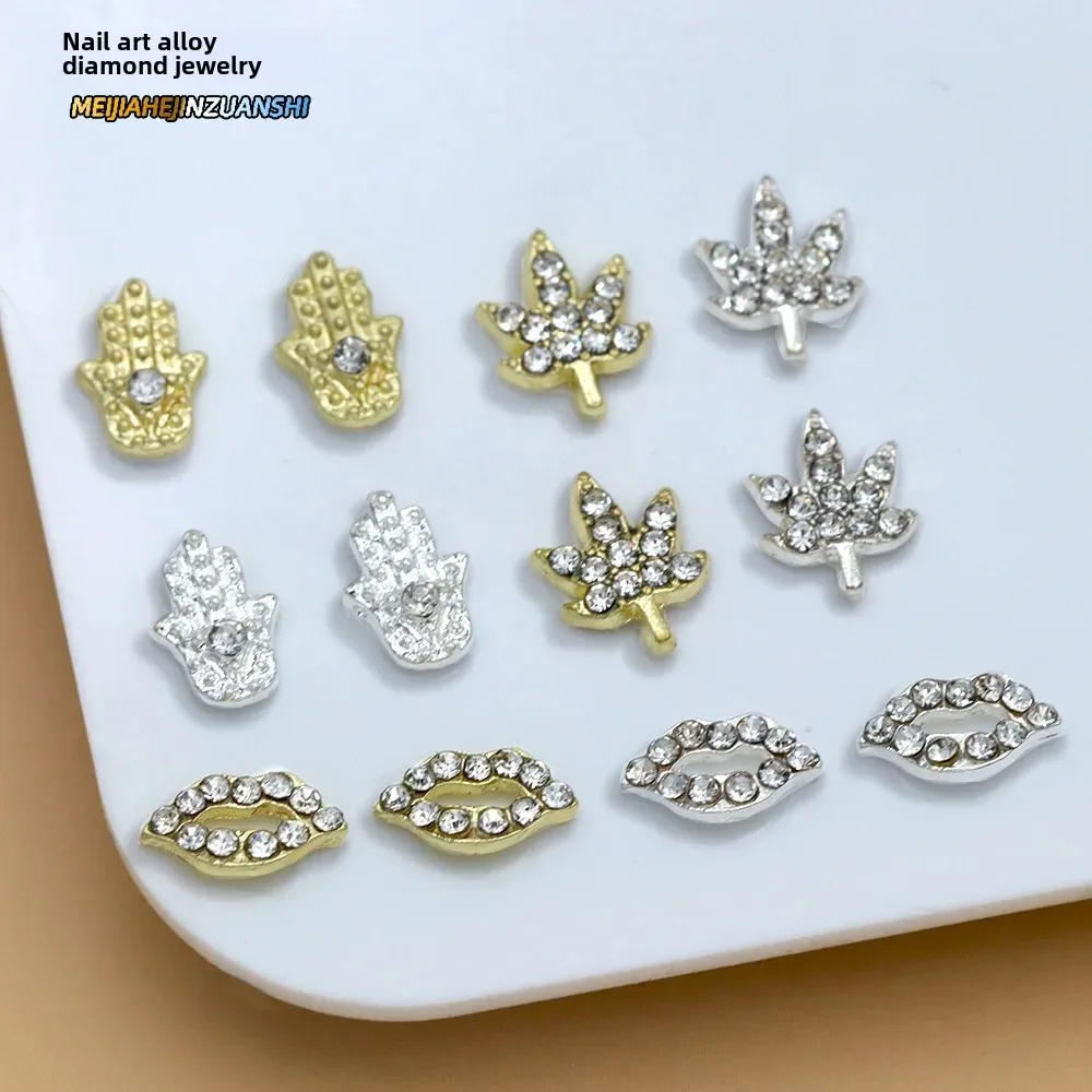 Популярные осенние украшения для дизайна ногтей из сплава листьев легкие