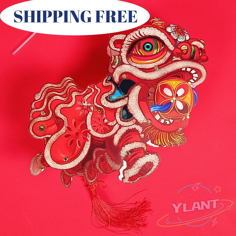 

YLANT 2022 DIY Фонарь ручной работы фонарь фестиваль весны Фестиваль Ретро традиционный бумажный фонарь для детей новый год Лев фонарь