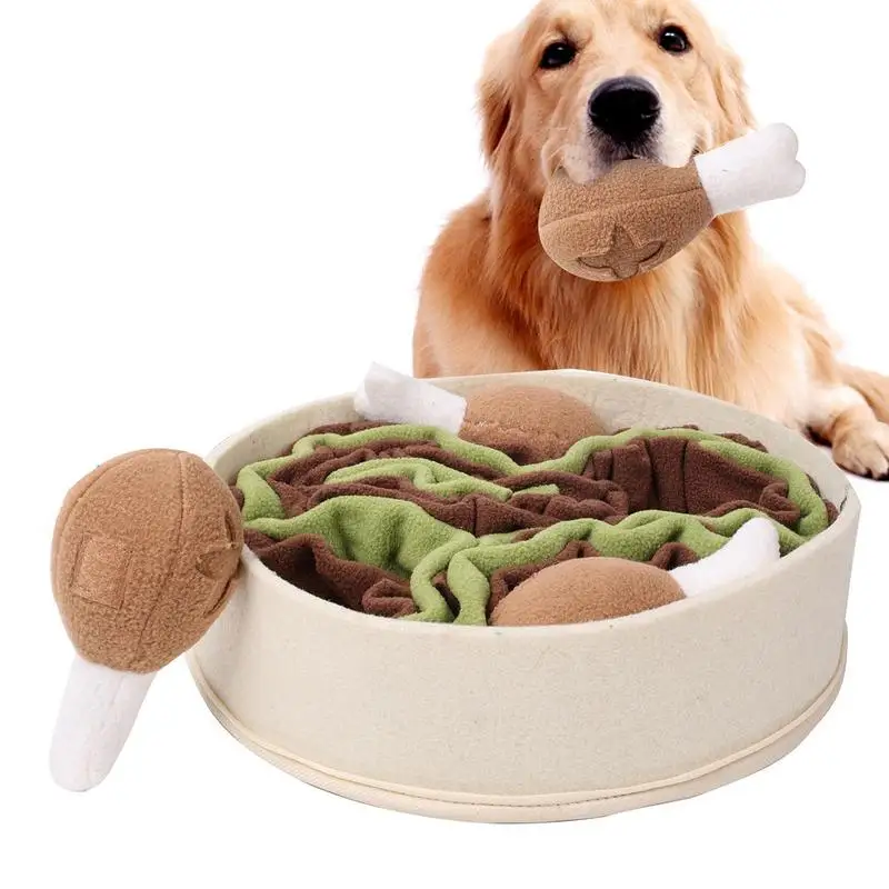 Dog Sniffing Toy Healthy Pet Chicken Leg Bucket Puzzle Sniff Toy Polyester Versatile Interactive Toy Treat Puzzle Pet Supplies