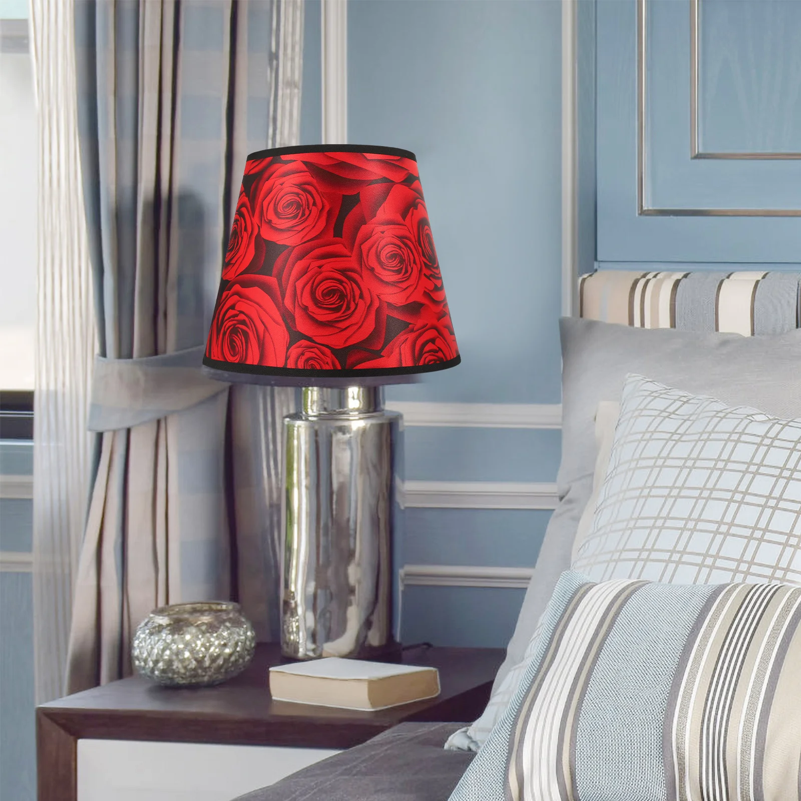 

Lampshades Table Floral Cover Linen Fabric Pendant Light Floor Ceiling Red Rose