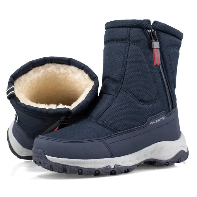 Зимние ботинки для мужчин плюшевые теплые хлопковые уличные непромокаемые
