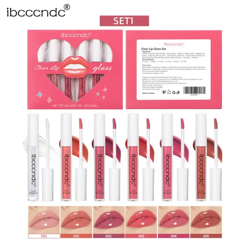 

6 Color Crystal Jelly Lip Gloss Set Not Stick Cup Long-lasting Mirror Lip Glaze Waterproof Liquid Lipstick Set