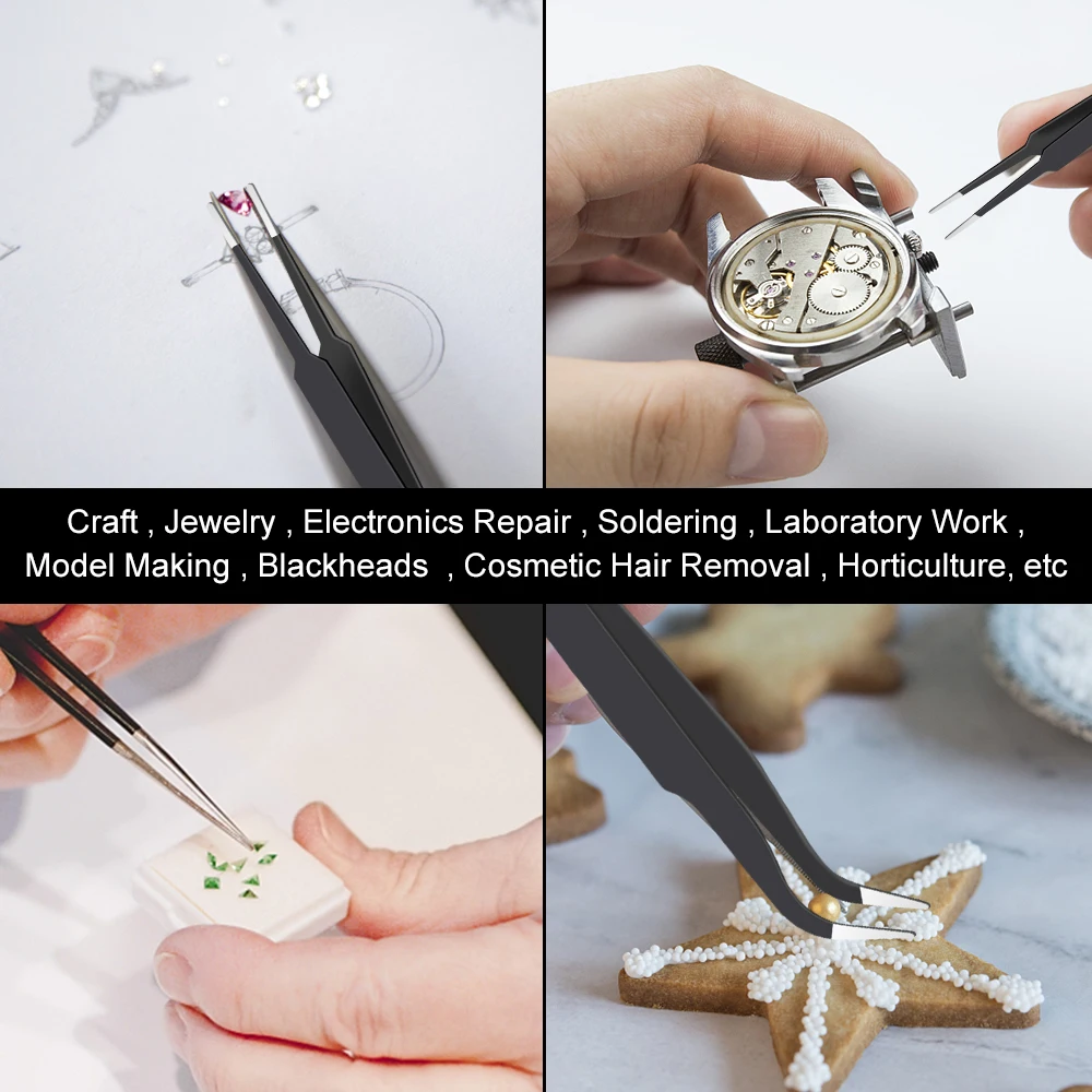 Промышленные пинцеты из нержавеющей стали набор 10 прецизионных антистатических