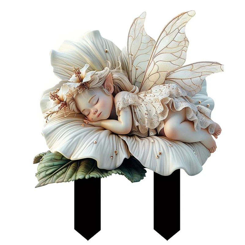 Белый Лотос Сказочный Садовый Колышек Украшение Акрилового цветочного горшка