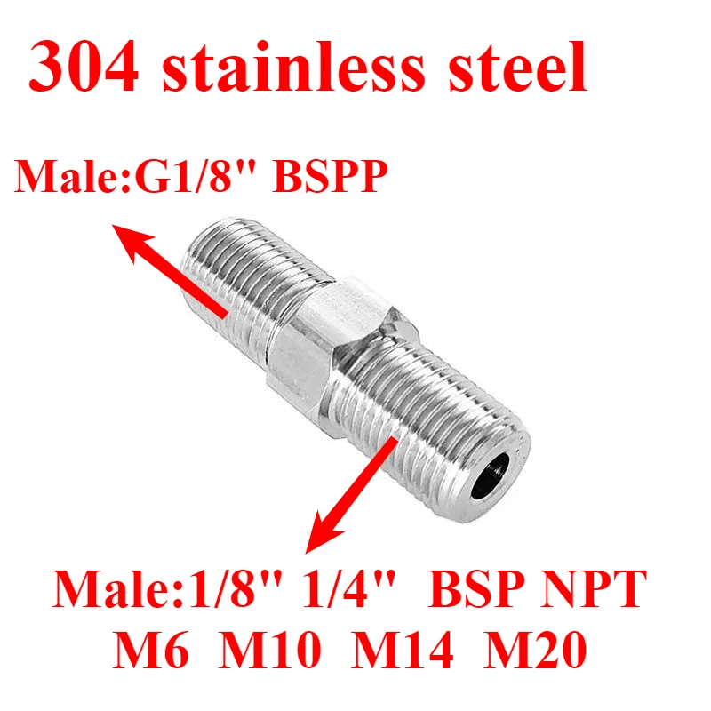 

Шестигранный ниппельный соединитель из нержавеющей стали 304 G1/8" BSPP