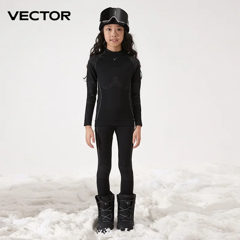 Фото Комплекты термобелья VECTOR для детей (мальчиков и девочек) для катания на лыжах, быстросохнущие спортивные костюмы, футболки и куртки для фитнеса и тренировок №3