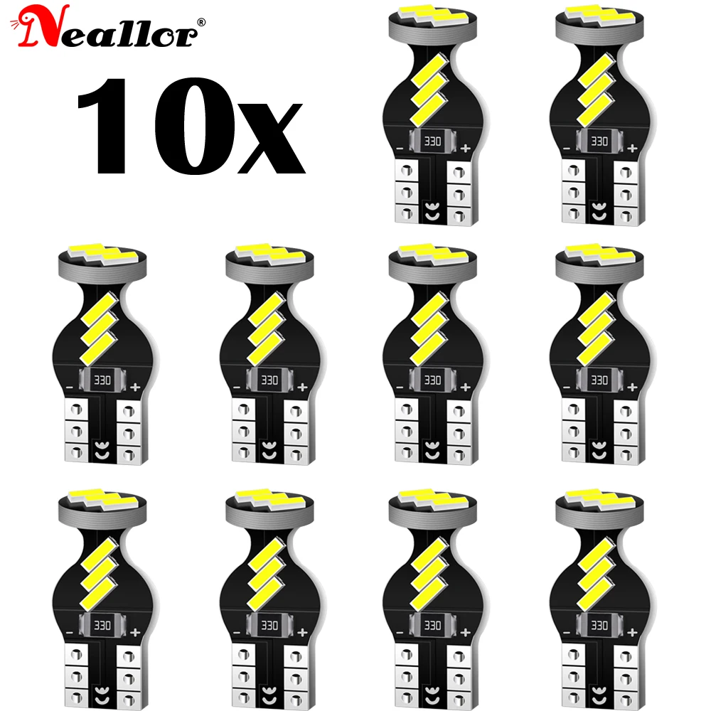 

10x Car 5W5 LED Bulb T10 W5W LED Signal Light Canbus 12V 6000K Auto Claerance Wedge Side Reverse Lamps 4014 9SMD Blue No error