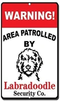 tin sign new aluminum metal warning area patrolled labradoodle novelty retro