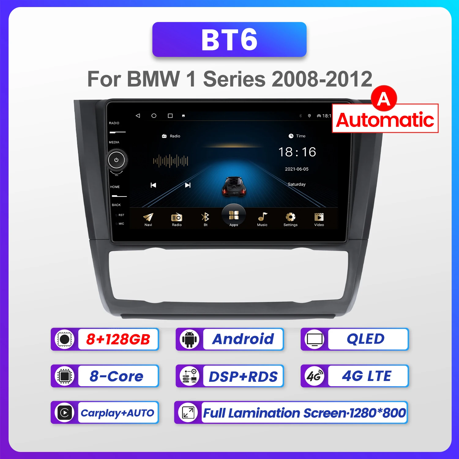 Android 11 Car Radio GPS Navigation WiFi SWC CarPlay Multimedia Player For BMW 1 Series E81 E82 E87 E88 DSP RDS IPS NO DVD 2 Din