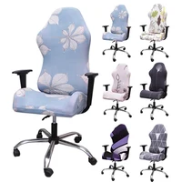 Gaming Stretch Spandex Armless Chair Gamer Seat Covers Office Computer Chair Cover Printed Racing Desk Turntable Slipcovers Home