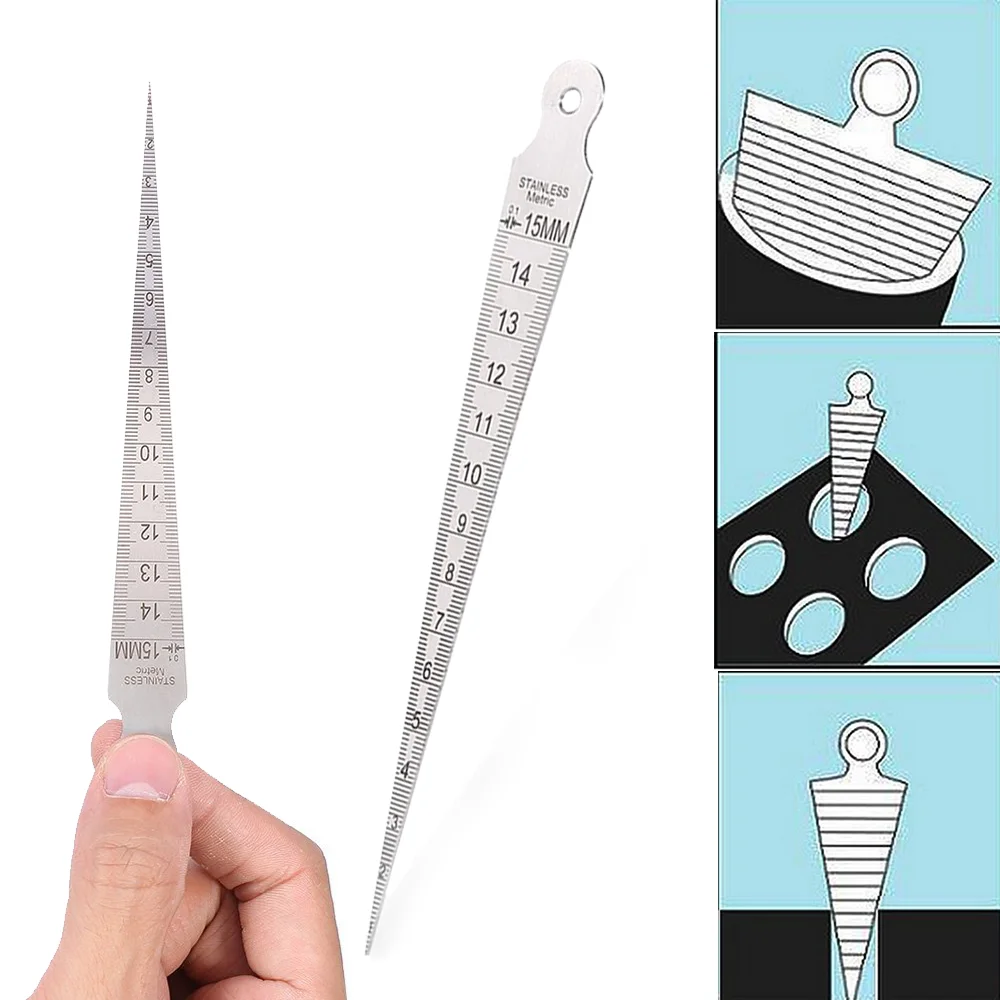 

Gap Hole Taper Gauge Metric 1-15mm Stainless Steel Taper Gauge Depth Gap Ruler Wedge Feeler Ruler Measure Analysis Instruments