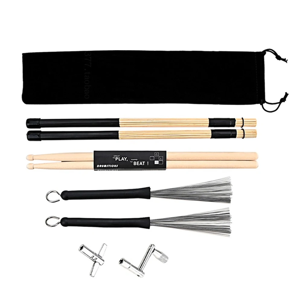 

Набор барабанных палочек, перкуссионная часть, ручная работа, проволочные щетки, клавиша тюнинга, профессиональные барабанные стержни