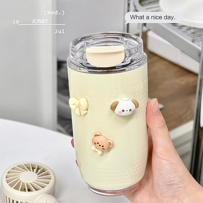 

Kawaii Thermal Cup For Coffee Mugs Korean Stainless Steel Themos Cold Hot Coffee Cup To Go Travel Water Tea Bottle With Lid