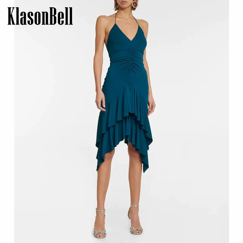 

3.10 KlasonBell Sexy Backless Slim Halter Suspender Ruffle Dress Women